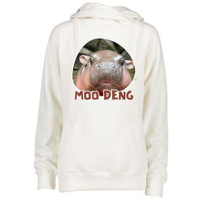 Moo Deng Pygmy Hippopotamus Funny Meme Womens Funnel Neck Pullover Hood