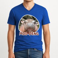 Moo Deng Pygmy Hippopotamus Funny Meme V-Neck T-Shirt
