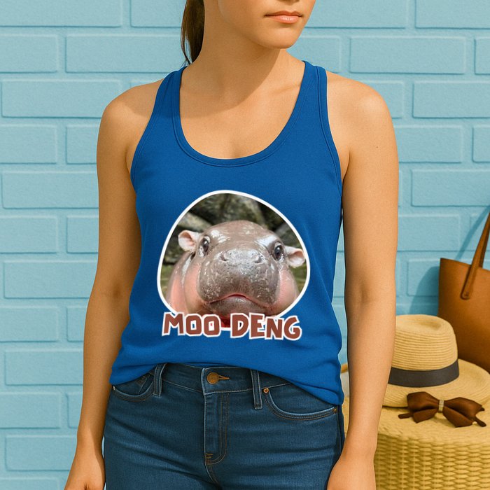 Moo Deng Pygmy Hippopotamus Funny Meme Womens Tank Top