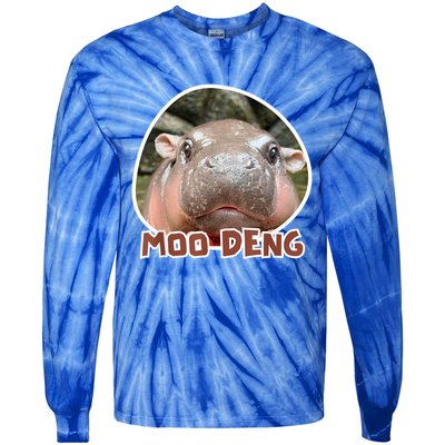 Moo Deng Pygmy Hippopotamus Funny Meme Tie-Dye Long Sleeve Shirt