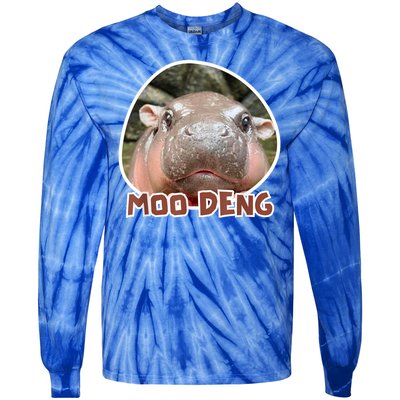 Moo Deng Pygmy Hippopotamus Funny Meme Tie-Dye Long Sleeve Shirt