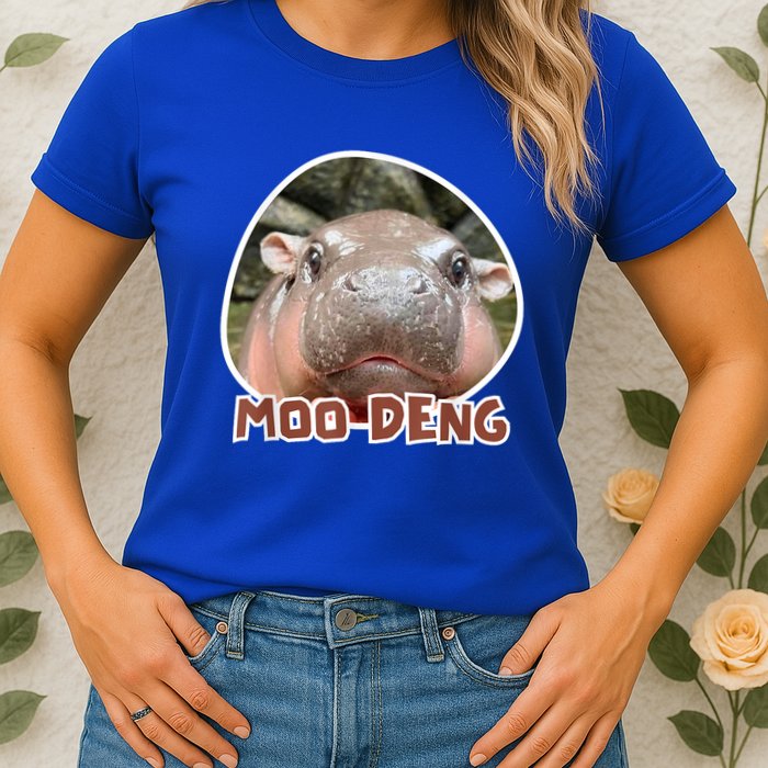 Moo Deng Pygmy Hippopotamus Funny Meme Womens T-Shirt