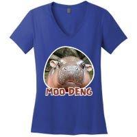 Moo Deng Pygmy Hippopotamus Funny Meme Women's V-Neck T-Shirt