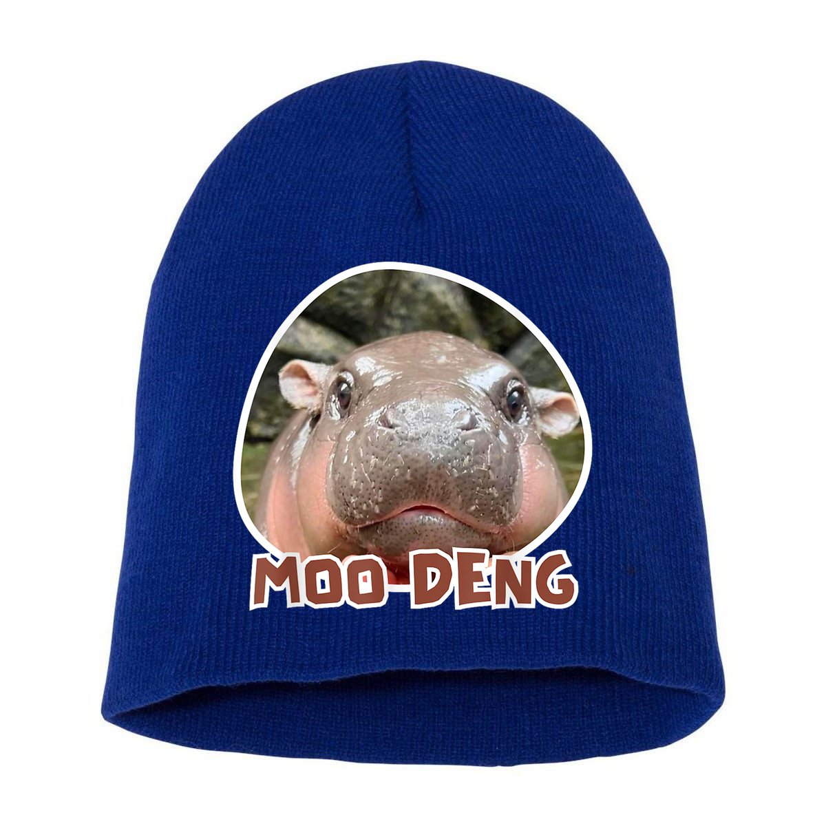 Moo Deng Pygmy Hippopotamus Funny Meme Short Acrylic Beanie