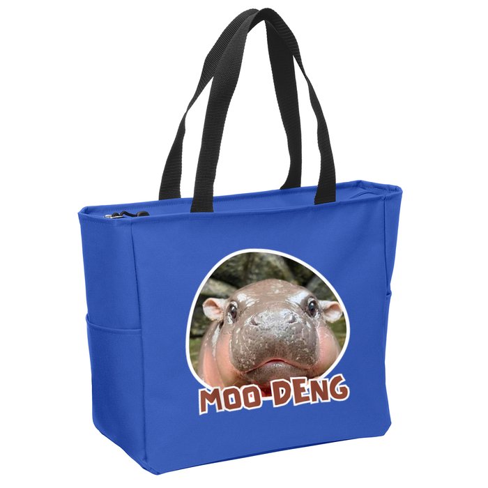 Moo Deng Pygmy Hippopotamus Funny Meme Zip Tote Bag