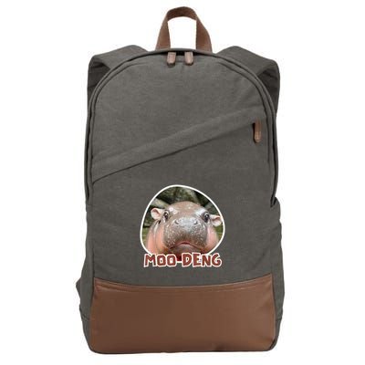 Moo Deng Pygmy Hippopotamus Funny Meme Cotton Canvas Backpack