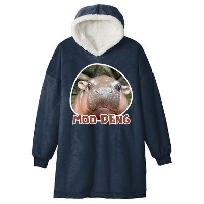 Moo Deng Pygmy Hippopotamus Funny Meme Hooded Wearable Blanket