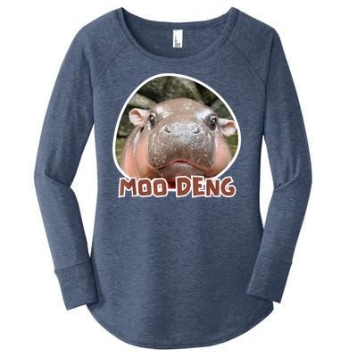 Moo Deng Pygmy Hippopotamus Funny Meme Women's Perfect Tri Tunic Long Sleeve Shirt