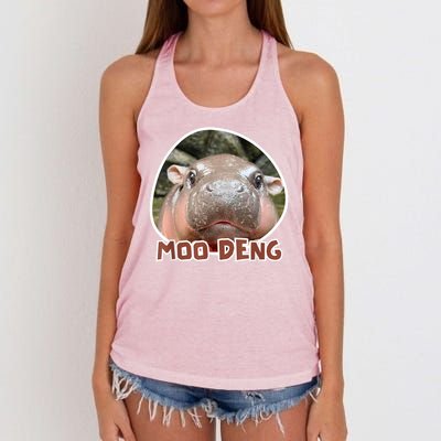 Moo Deng Pygmy Hippopotamus Funny Meme Women's Knotted Racerback Tank