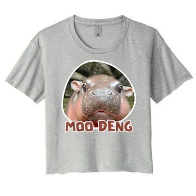 Moo Deng Pygmy Hippopotamus Funny Meme Women's Crop Top Tee