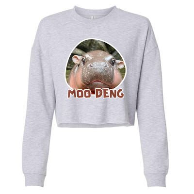 Moo Deng Pygmy Hippopotamus Funny Meme Cropped Pullover Crew