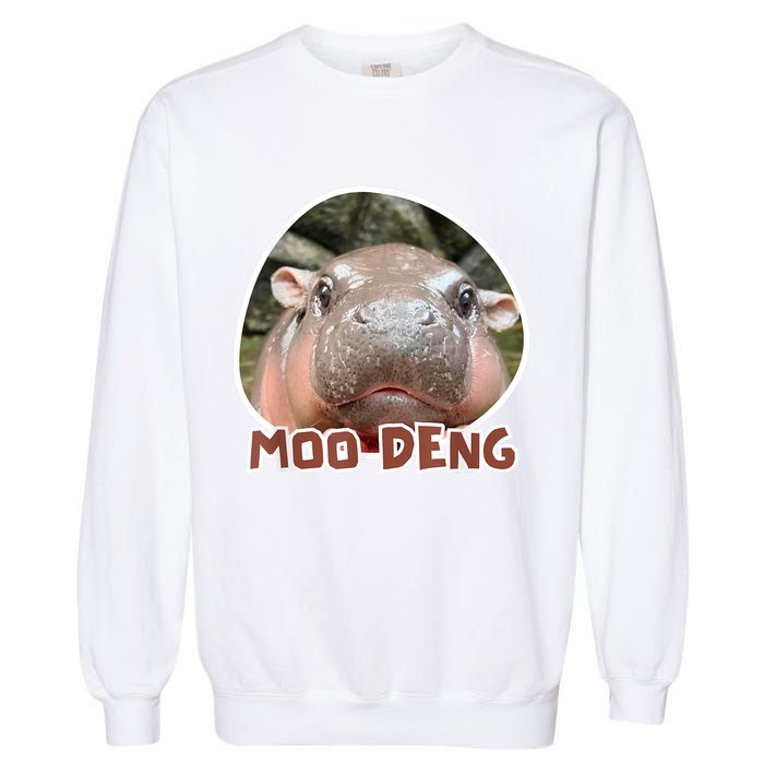 Moo Deng Pygmy Hippopotamus Funny Meme Garment-Dyed Sweatshirt