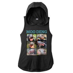 Moo Deng Picture Meme Funny Hippo Ladies PosiCharge Tri-Blend Wicking Draft Hoodie Tank