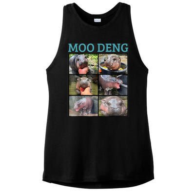 Moo Deng Picture Meme Funny Hippo Ladies PosiCharge Tri-Blend Wicking Tank