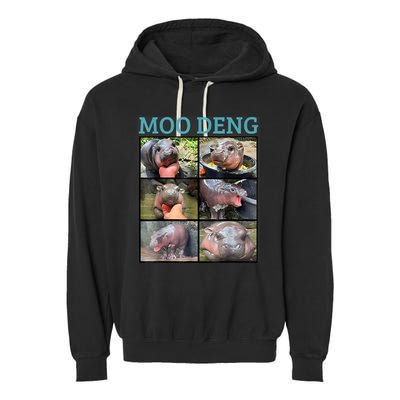 Moo Deng Picture Meme Funny Hippo Garment-Dyed Fleece Hoodie