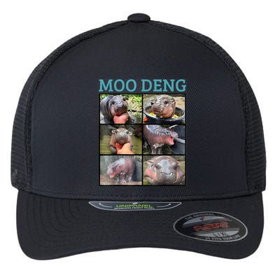 Moo Deng Picture Meme Funny Hippo Flexfit Unipanel Trucker Cap