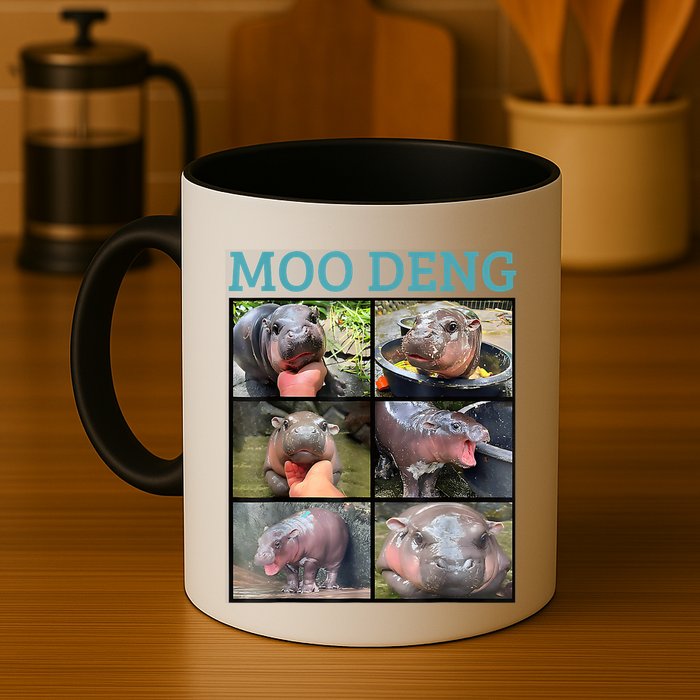 Moo Deng Picture Meme Funny Hippo Mug