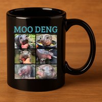 Moo Deng Picture Meme Funny Hippo 11oz C Handle Ceramic Mug