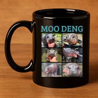 Moo Deng Picture Meme Funny Hippo 11oz C Handle Ceramic Mug