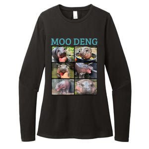 Moo Deng Picture Meme Funny Hippo Womens CVC Long Sleeve Shirt