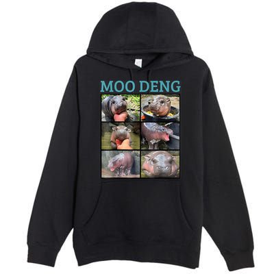Moo Deng Picture Meme Funny Hippo Premium Pullover Hoodie