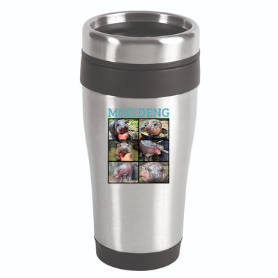 Moo Deng Picture Meme Funny Hippo 16oz Travel Tumbler