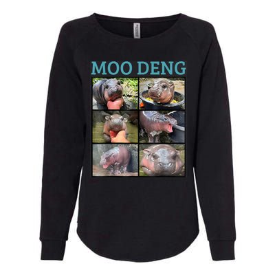 Moo Deng Picture Meme Funny Hippo Womens California Wash Sweatshirt