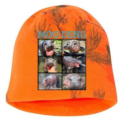 Moo Deng Picture Meme Funny Hippo Kati - Camo Knit Beanie