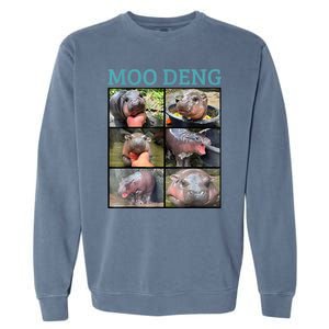 Moo Deng Picture Meme Funny Hippo Garment-Dyed Sweatshirt