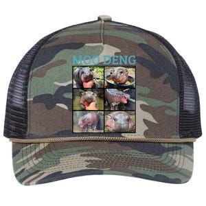 Moo Deng Picture Meme Funny Hippo Retro Rope Trucker Hat Cap