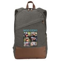 Moo Deng Picture Meme Funny Hippo Cotton Canvas Backpack