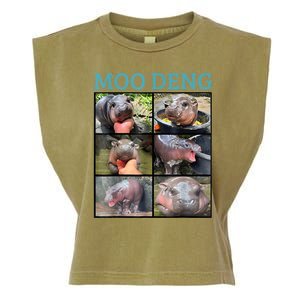 Moo Deng Picture Meme Funny Hippo Garment-Dyed Women's Muscle Tee