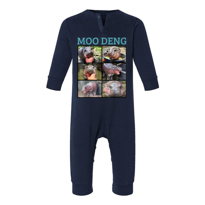 Moo Deng Picture Meme Funny Hippo Infant Fleece One Piece