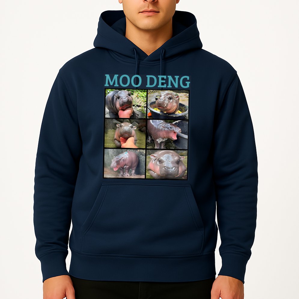 Moo Deng Picture Meme Funny Hippo Hoodie