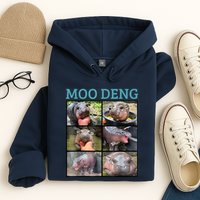 Moo Deng Picture Meme Funny Hippo Hoodie