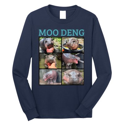 Moo Deng Picture Meme Funny Hippo Long Sleeve Shirt
