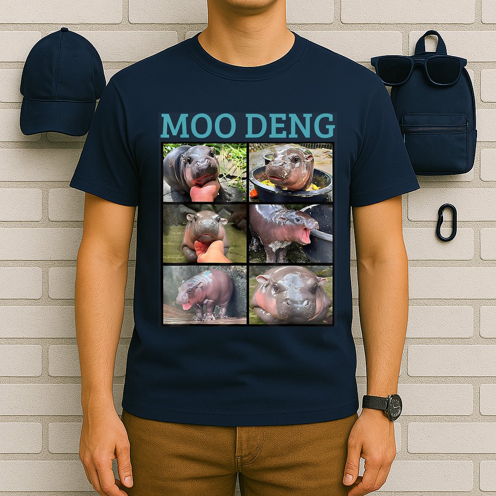 Moo Deng Picture Meme Funny Hippo T-Shirt