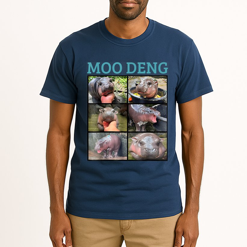 Moo Deng Picture Meme Funny Hippo Tall T-Shirt
