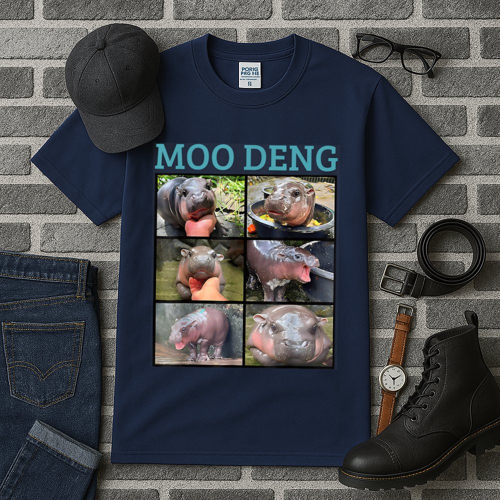 Moo Deng Picture Meme Funny Hippo Tall T-Shirt