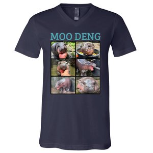 Moo Deng Picture Meme Funny Hippo V-Neck T-Shirt