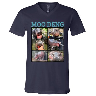 Moo Deng Picture Meme Funny Hippo V-Neck T-Shirt