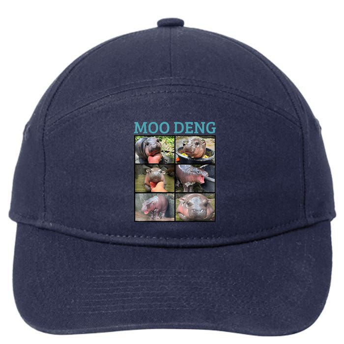 Moo Deng Picture Meme Funny Hippo 7-Panel Snapback Hat