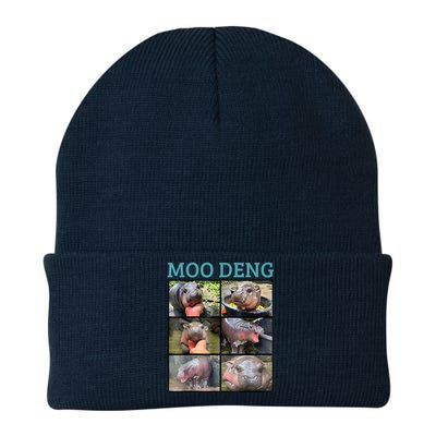 Moo Deng Picture Meme Funny Hippo Knit Cap Winter Beanie