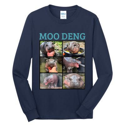 Moo Deng Picture Meme Funny Hippo Tall Long Sleeve T-Shirt