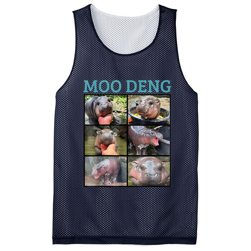 Moo Deng Picture Meme Funny Hippo Mesh Reversible Basketball Jersey Tank