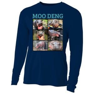 Moo Deng Picture Meme Funny Hippo Cooling Performance Long Sleeve Crew