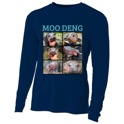 Moo Deng Picture Meme Funny Hippo Cooling Performance Long Sleeve Crew