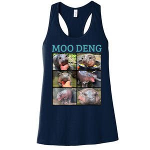 Moo Deng Picture Meme Funny Hippo Women's Racerback Tank