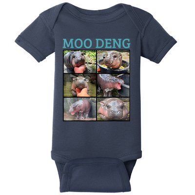 Moo Deng Picture Meme Funny Hippo Baby Bodysuit