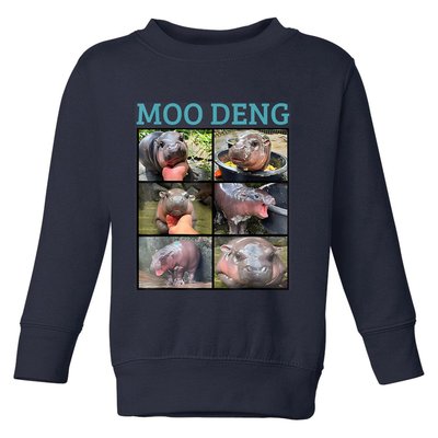 Moo Deng Picture Meme Funny Hippo Toddler Sweatshirt